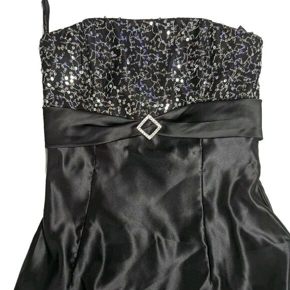 Jessica McClintock for Gunne Sax  Dress Strapless Sequins Bouffant Black 3 NEW - Picture 11 of 11